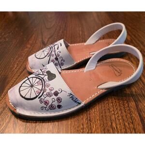 Castell Avarca Menorquinas watercolor Bike floral Sandals Leather White Pink 37